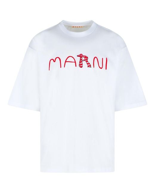 Marni White Cotton T-Shirt for men