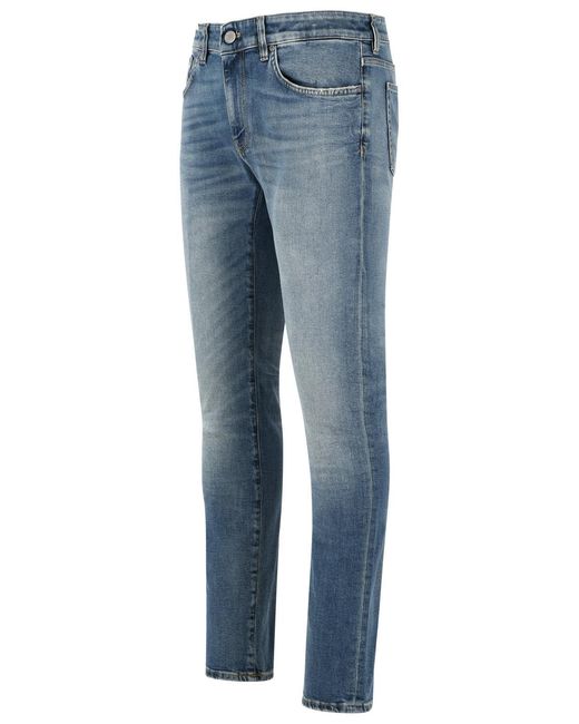 Pt05 Blue 'Swing' Stretch Cotton Jeans for men