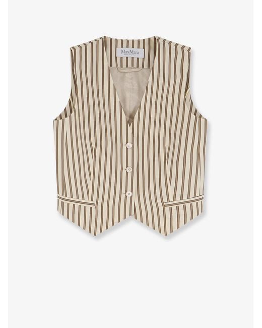 Max Mara White Mxmfauno Striped Cotton And Silk Vest