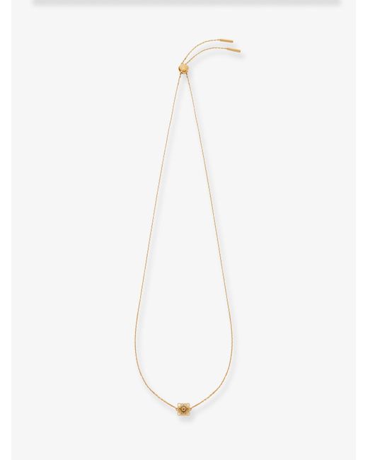 Women's White Bombè Anagram Brass Necklace