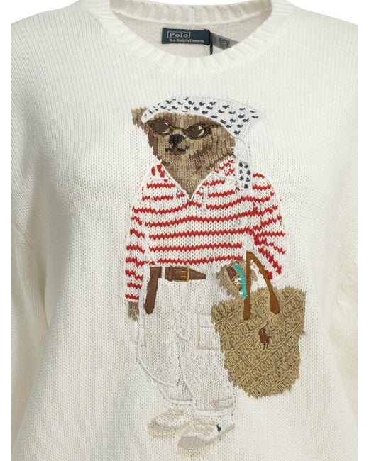 Polo Ralph Lauren White "Polo Bear" Crewneck Sweater