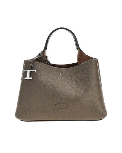 Tod's Brown Grained Leather Micro Shopping Bag