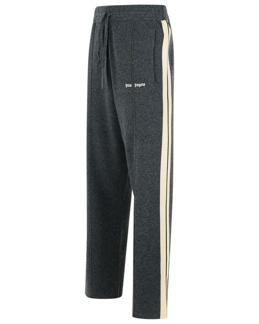 Palm Angels Gray Dark Wool Blend Trousers for men