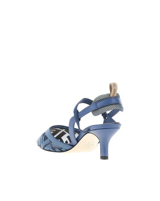Fendi Blue 'Colibrì Lite' Slingback Pumps