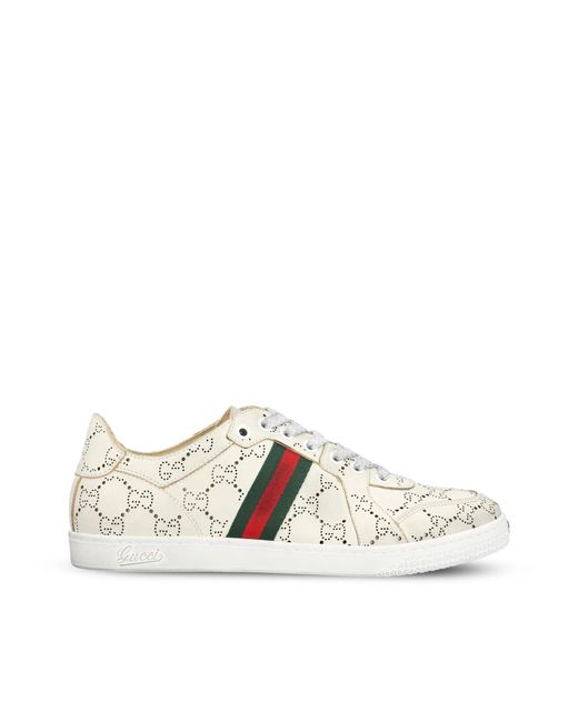 Gucci White Gg Web Sneakers