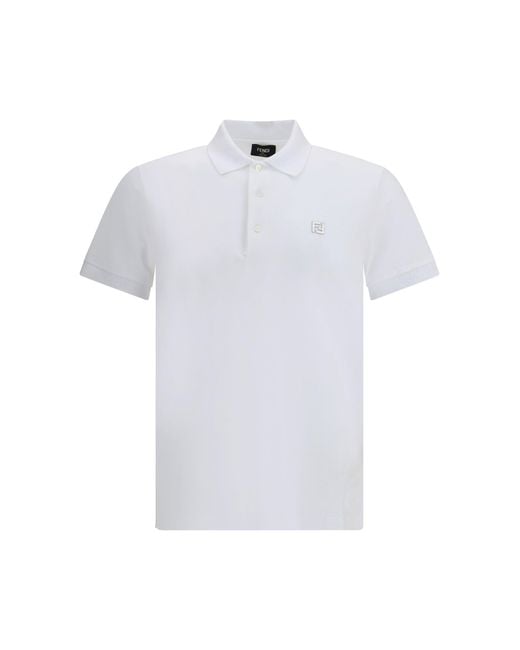 Fendi White Cotton Polo for men