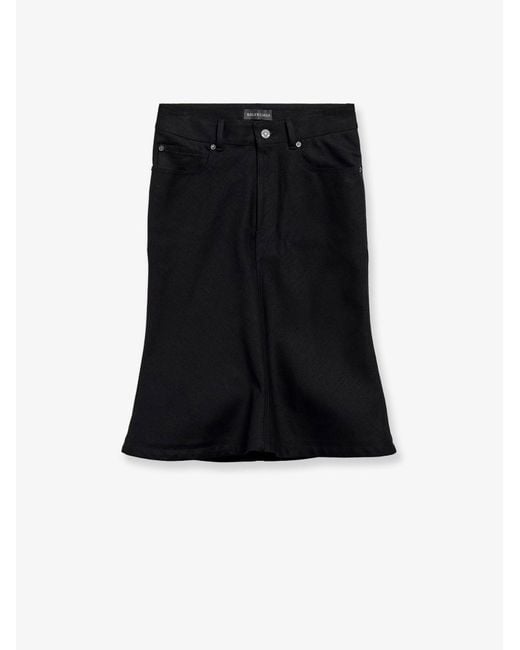 Balenciaga Black "Godet" Midi Skirt