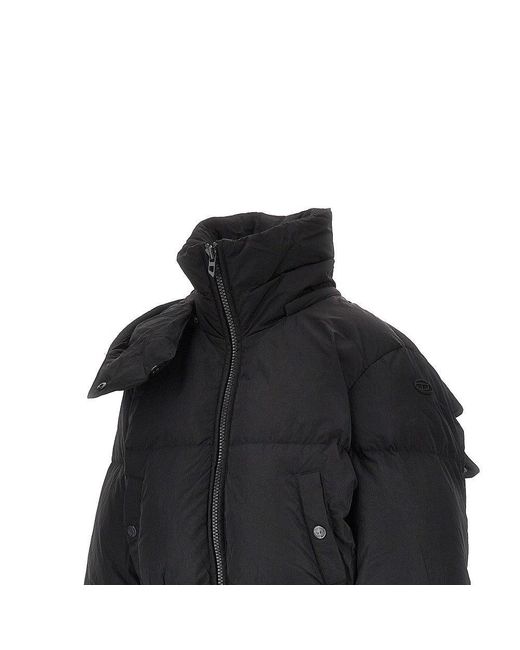DIESEL Black Hooded Short Down Jacket