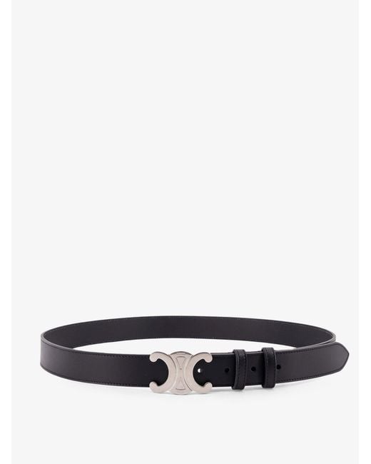 Céline White Leather Triomphe Belt for men