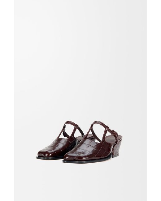 Loewe White Onda Leather Sabot Bordeaux