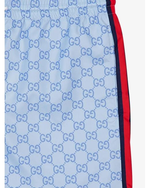 Gucci Blue Gg Nylon Swim Trunks for men
