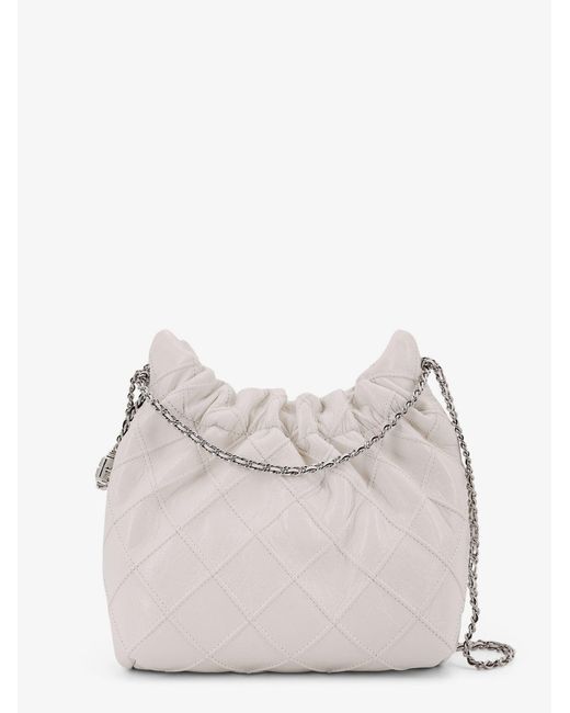 Tory Burch Natural Fleming Mini Hobo Leather Crossbody Bag