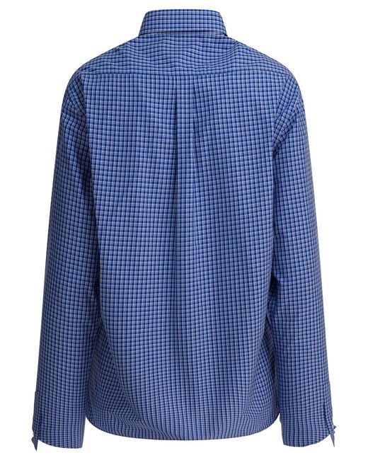Miu Miu Blue Cotton Shirt With Logo