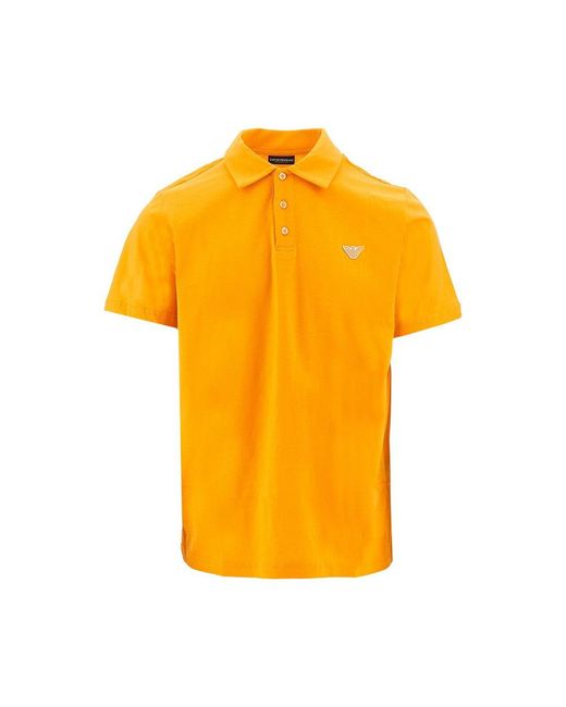 Emporio Armani Yellow Eagle Patch Jersey Polo Shirt for men