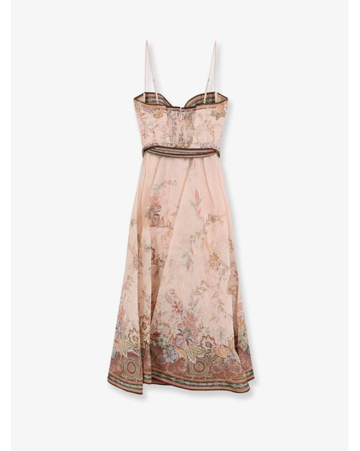 Zimmermann Pink Dress Alchemy Silk-Linen