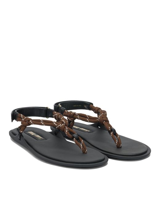 Miu Miu Brown "Rivière" Rope Sandals