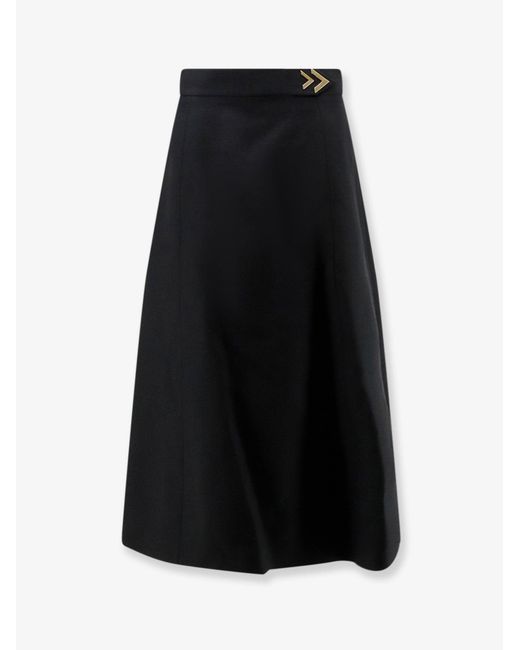 Valentino Black Crepe Couture Midi Skirt