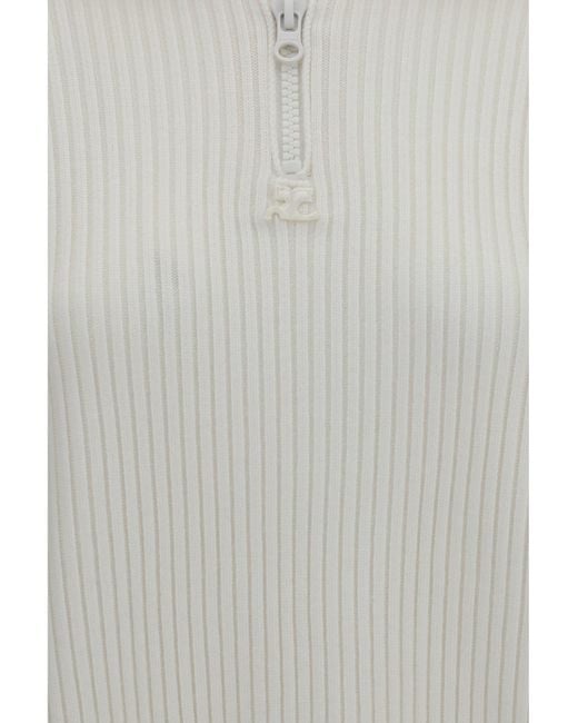 Courreges White Sweater Ribbed Zip