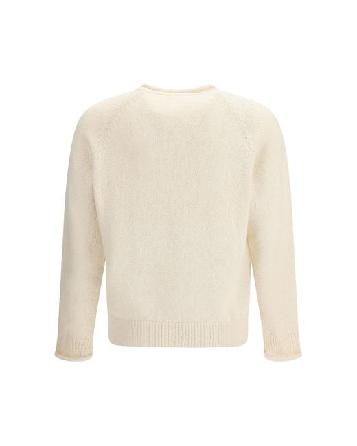 Umit Benan White Crewneck Sweater Ralph Cotton for men
