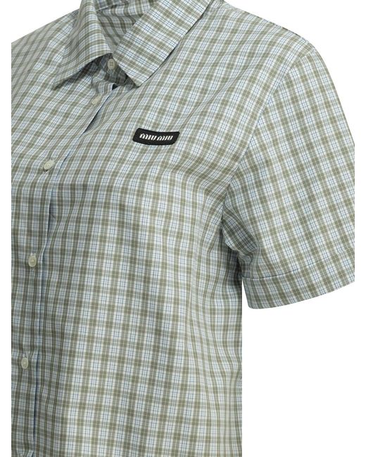 Miu Miu Green Casual Check Shirt