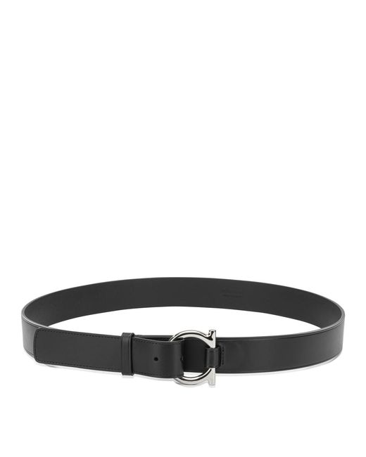 Ferragamo Black "Gancini" Leather Belt for men