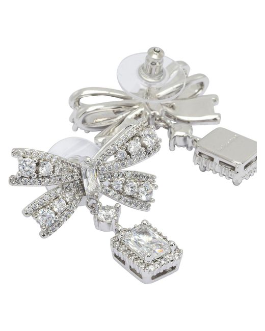 Self-Portrait White Dangling Earrings With Crystals