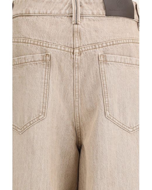 Brunello Cucinelli Natural Barrel-Leg Jeans