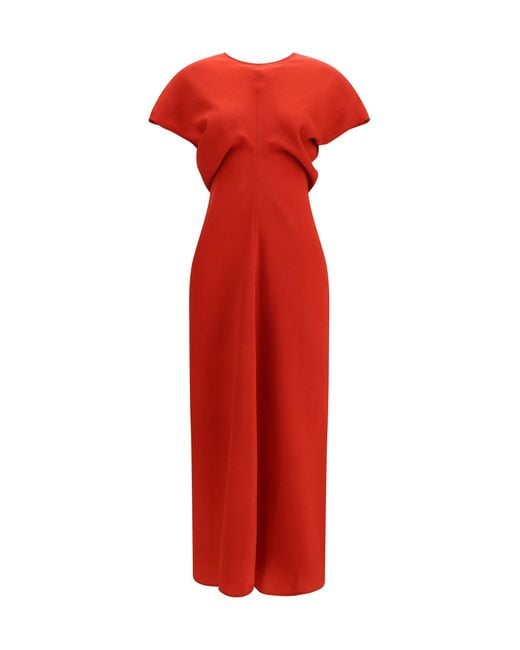 Totême Red Slouch Waist Wool Dress