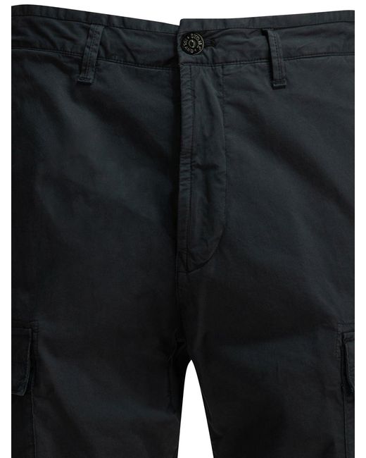 Stone Island Blue "Stretch Organic Cotton Twill" Cargo Pants for men