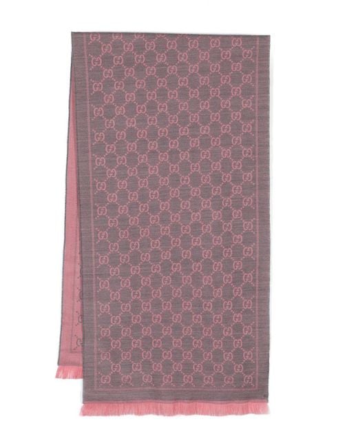 Gucci Purple Wool Scarf With Gg