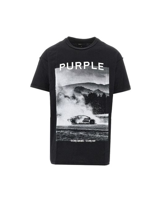 Purple Brand Black Inside-Out Jersey T-Shirt With Print for men