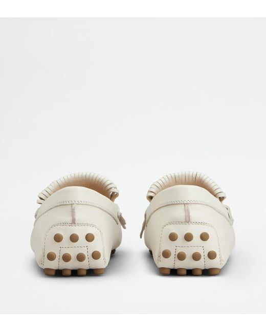 Tod's White "Gommino" Leather Loafers