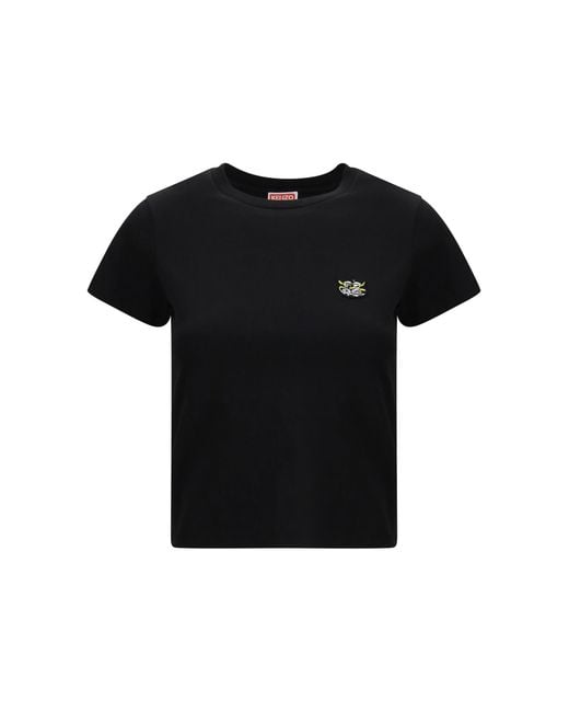 KENZO Black Cotton T-Shirt With The Embroidered €Œwild Tigerâ€