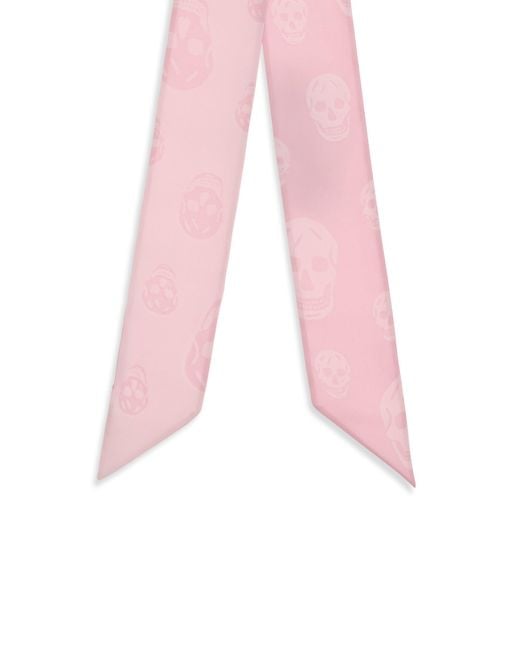 McQueen Pink Skull Ribbon Scarf
