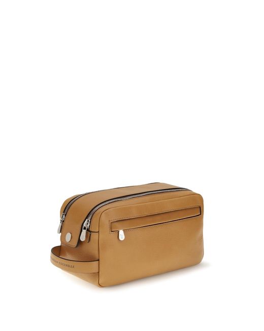 Brunello Cucinelli Natural Leather Beauty Case for men