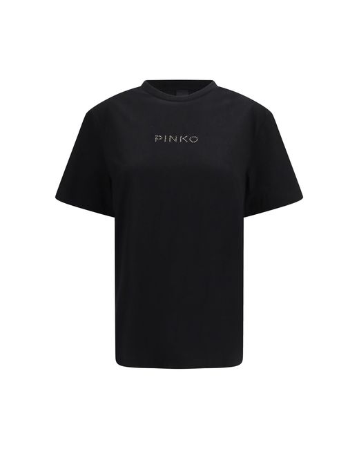 Pinko Black T-Shirt With Rhinestones
