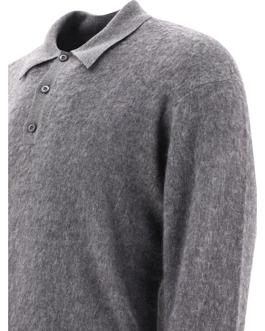 Prada Gray Cashmere And Silk Polo Shirt for men