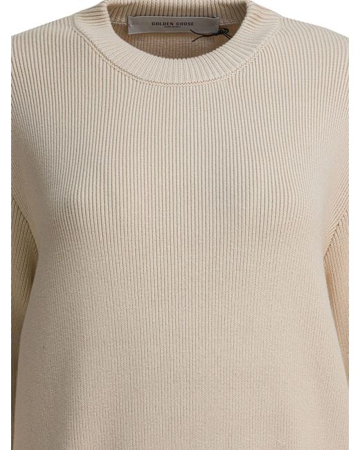 Golden Goose Deluxe Brand White Crew-Neck Sweater With Logo