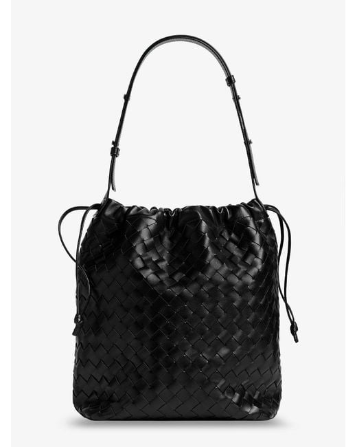 Bottega Veneta Black Bucket Intrecciato Biblioteca Leather Shoulder Bag for men