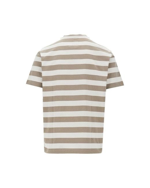 Emporio Armani Natural Striped T-Shirt With Ea Club Patch for men