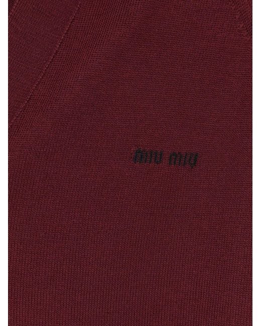 Miu Miu Red Virgin Wool Cardigan