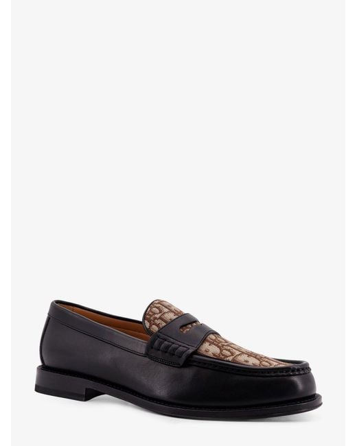 Dior Black Dior Leather Loafers With Dior Oblique Detail for men