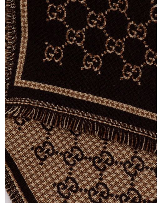 Gucci Brown Wool Gg Scarf for men
