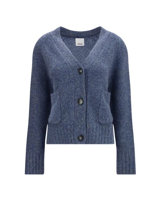 Allude Blue Cashmere V-Neck Cardigan