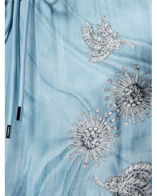 Pinko Blue Viscose Trousers With Adjustable Waistband