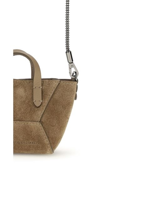 Brunello Cucinelli Brown Micro Suede Shoulder Bag