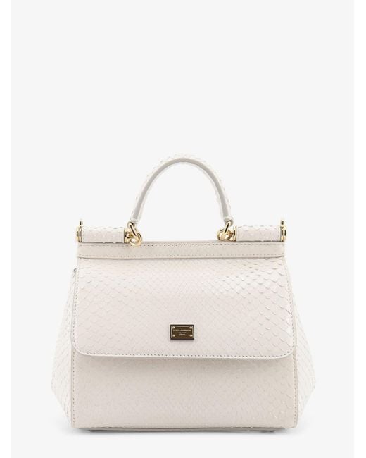 Dolce & Gabbana Natural Dolce & Gabbana Sicily Python Handbag