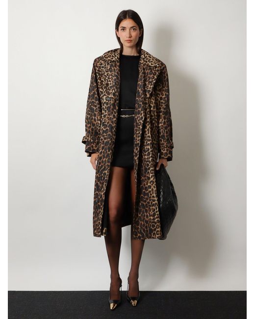 Saint Laurent White Nylon Trench With Animal Print