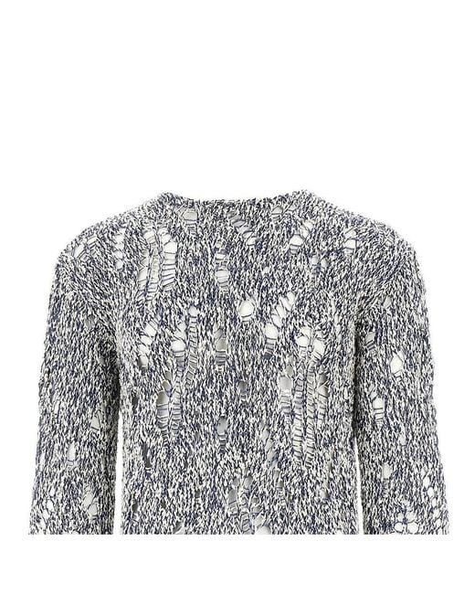 Amaranto Gray Distressed-Effect Cotton-Blend Sweater for men