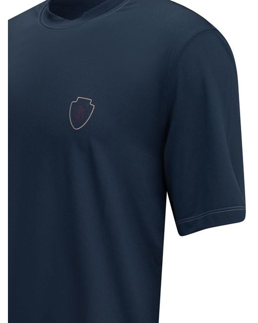 Brunello Cucinelli Blue Crewneck T-Shirt for men